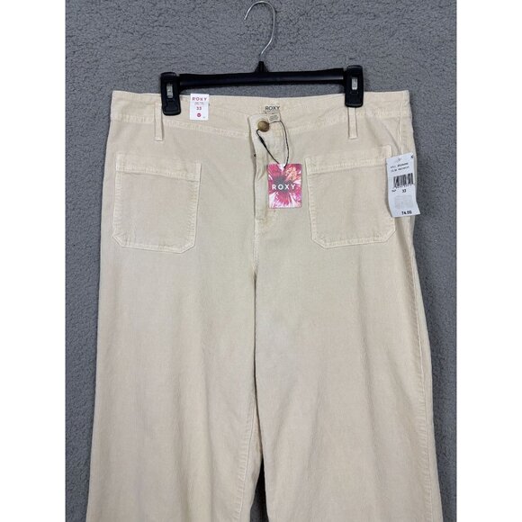 Roxy Women's Mid Rise Straight leg Corduroy Pants Size 33 Parchment (Cream) NWT' - Picture 2 of 8